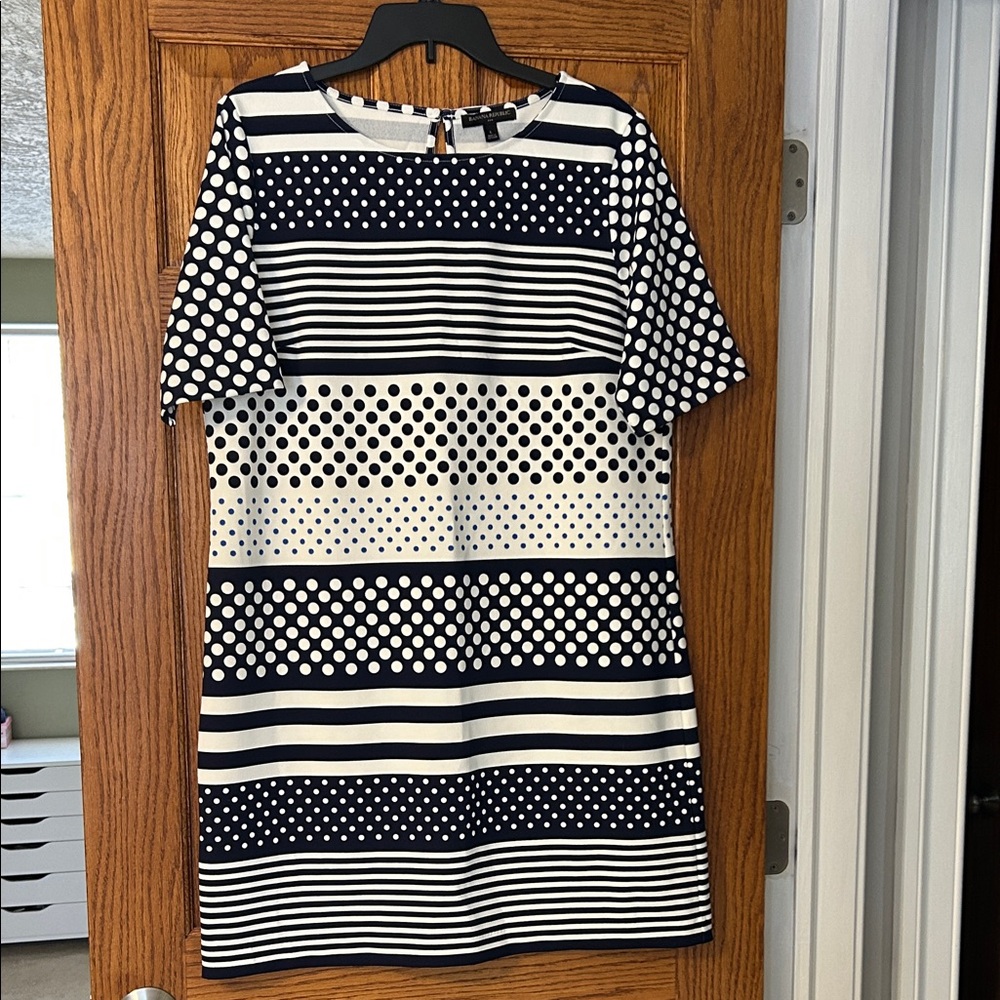 Banana Republic Navy and White Polka Dot Dress